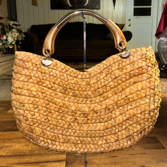 Pier Giorgio • Vintage • Brown • Wicker •  Bamboo Straw • Handbag - Picture 7 of 16